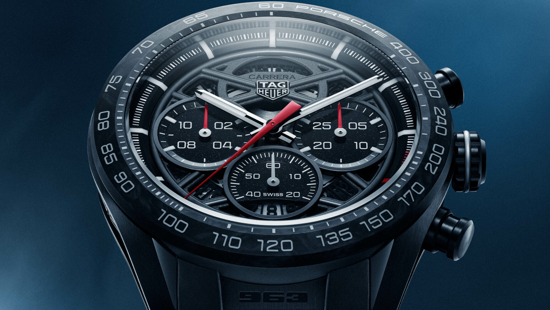 Tag Heuer Carrera Chronograph x Porsche 963, boîtier noir et aiguille rouge