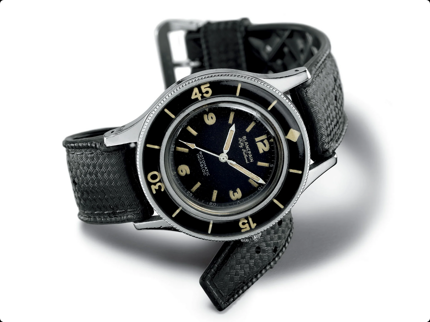 Blancpain Fifty Fathoms, one of the first watches conceived as a genuine professional dive instrument.